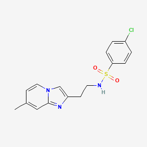 molecular formula C16H16ClN3O2S B2816278 4-chloro-N-(2-(7-methylimidazo[1,2-a]pyridin-2-yl)ethyl)benzenesulfonamide CAS No. 868978-81-8