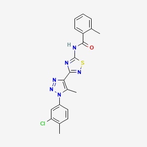 molecular formula C20H17ClN6OS B2816280 N-{3-[1-(3-氯-4-甲基苯基)-5-甲基-1H-1,2,3-三唑-4-基]-1,2,4-噻二唑-5-基}-2-甲基苯甲酰胺 CAS No. 895116-71-9