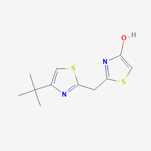 molecular formula C11H14N2OS2 B2816283 2-[(4-叔丁基-1,3-噻唑-2-基)甲基]-1,3-噻唑-4-醇 CAS No. 861207-02-5