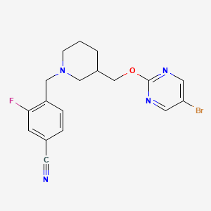 4-[[3-[(5-Bromopyrimidin-2-yl)oxymethyl]piperidin-1-yl]methyl]-3-fluorobenzonitrile