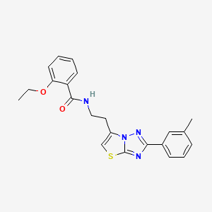 molecular formula C22H22N4O2S B2816313 2-乙氧基-N-(2-(2-(间甲苯基)噻唑并[3,2-b][1,2,4]噁二唑-6-基)乙基)苯甲酰胺 CAS No. 894048-95-4