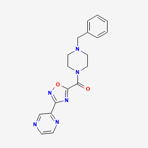 molecular formula C18H18N6O2 B2816320 (4-Benzylpiperazin-1-yl)(3-(pyrazin-2-yl)-1,2,4-oxadiazol-5-yl)methanone CAS No. 1235311-08-6