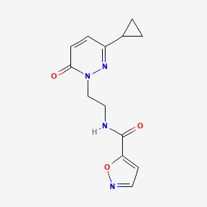 molecular formula C13H14N4O3 B2816321 N-(2-(3-cyclopropyl-6-oxopyridazin-1(6H)-yl)ethyl)isoxazole-5-carboxamide CAS No. 2097926-94-6