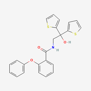 molecular formula C23H19NO3S2 B2816338 N-(2-hydroxy-2,2-di(thiophen-2-yl)ethyl)-2-phenoxybenzamide CAS No. 2034502-04-8