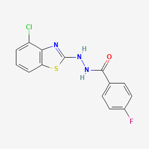 molecular formula C14H9ClFN3OS B2816340 N'-(4-chloro-1,3-benzothiazol-2-yl)-4-fluorobenzohydrazide CAS No. 851979-07-2