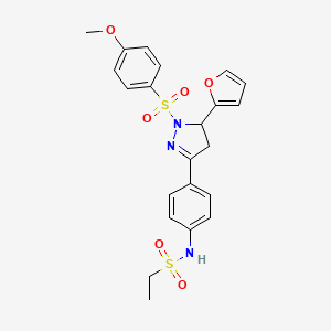 N-(4-(5-(furan-2-yl)-1-((4-methoxyphenyl)sulfonyl)-4,5-dihydro-1H-pyrazol-3-yl)phenyl)ethanesulfonamide
