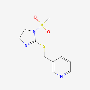 molecular formula C10H13N3O2S2 B2816373 3-[(1-Methylsulfonyl-4,5-dihydroimidazol-2-yl)sulfanylmethyl]pyridine CAS No. 868218-69-3