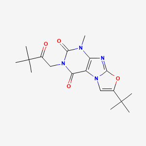 molecular formula C18H24N4O4 B2816377 7-Tert-butyl-2-(3,3-dimethyl-2-oxobutyl)-4-methylpurino[8,7-b][1,3]oxazole-1,3-dione CAS No. 899738-37-5