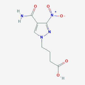 molecular formula C8H10N4O5 B2816381 4-(4-Carbamoyl-3-nitro-1H-pyrazol-1-yl)butanoic acid CAS No. 1855906-64-7