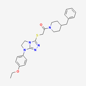 molecular formula C26H31N5O2S B2816383 1-(4-苄基哌啶-1-基)-2-((7-(4-乙氧基苯基)-6,7-二氢-5H-咪唑[2,1-c][1,2,4]三唑-3-基)硫)乙酮 CAS No. 921858-56-2