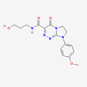 molecular formula C16H19N5O4 B2816385 N-(3-hydroxypropyl)-8-(4-methoxyphenyl)-4-oxo-4,6,7,8-tetrahydroimidazo[2,1-c][1,2,4]triazine-3-carboxamide CAS No. 946230-09-7