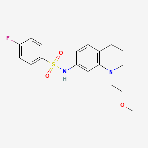molecular formula C18H21FN2O3S B2816392 4-fluoro-N-(1-(2-methoxyethyl)-1,2,3,4-tetrahydroquinolin-7-yl)benzenesulfonamide CAS No. 1171350-07-4