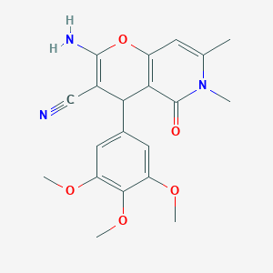 2-amino-6,7-dimethyl-5-oxo-4-(3,4,5-trimethoxyphenyl)-5,6-dihydro-4H-pyrano[3,2-c]pyridine-3-carbonitrile