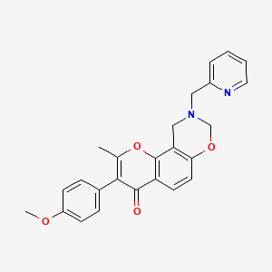 3-(4-methoxyphenyl)-2-methyl-9-(pyridin-2-ylmethyl)-9,10-dihydrochromeno[8,7-e][1,3]oxazin-4(8H)-one