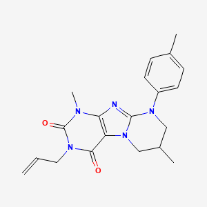 molecular formula C20H23N5O2 B2816422 1,7-二甲基-9-(4-甲基苯基)-3-丙-2-烯基-7,8-二氢-6H-嘧啶并[7,8-a]嘧啶-2,4-二酮 CAS No. 848207-54-5