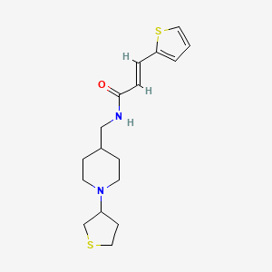 molecular formula C17H24N2OS2 B2816425 (E)-N-((1-(tetrahydrothiophen-3-yl)piperidin-4-yl)methyl)-3-(thiophen-2-yl)acrylamide CAS No. 2035007-52-2