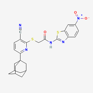 2-[6-(1-adamantyl)-3-cyanopyridin-2-yl]sulfanyl-N-(6-nitro-1,3-benzothiazol-2-yl)acetamide