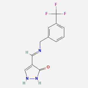 molecular formula C12H10F3N3O B2816459 4-({[3-(trifluoromethyl)benzyl]amino}methylene)-2,4-dihydro-3H-pyrazol-3-one CAS No. 477850-61-6