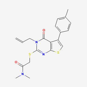 molecular formula C20H21N3O2S2 B2816466 N,N-dimethyl-2-[5-(4-methylphenyl)-4-oxo-3-prop-2-enylthieno[2,3-d]pyrimidin-2-yl]sulfanylacetamide CAS No. 503432-68-6
