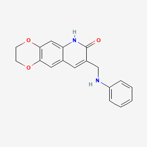 molecular formula C18H16N2O3 B2816473 8-(苯胺甲基)-2,3-二氢[1,4]二噁嗪[2,3-g]喹啉-7(6H)-酮 CAS No. 1779131-72-4