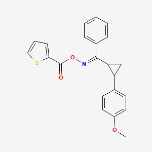 molecular formula C22H19NO3S B2816487 2-[({[[2-(4-Methoxyphenyl)cyclopropyl](phenyl)methylene]amino}oxy)carbonyl]thiophene CAS No. 338749-22-7