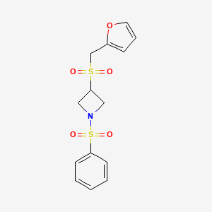 molecular formula C14H15NO5S2 B2816502 3-((呋喃-2-基甲基)磺酰基)-1-(苯基磺酰基)氮杂环丁烷 CAS No. 1797178-74-5