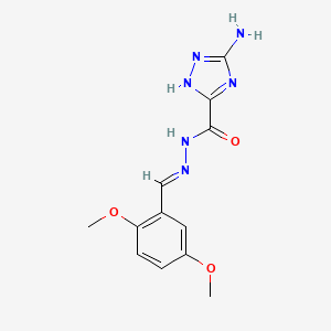 molecular formula C12H14N6O3 B2816505 (E)-5-氨基-N'-(2,5-二甲氧基苯甲亚甲基)-1H-1,2,4-三唑-3-羧酰肼 CAS No. 328089-91-4