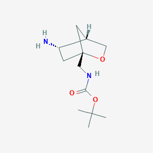 molecular formula C12H22N2O3 B2816511 叔丁基-N-[[(1S,4S,5S)-5-氨基-2-氧杂双环[2.2.1]庚烷-1-基]甲基]碳酸叔丁酯 CAS No. 2490314-22-0