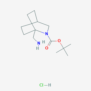 molecular formula C13H25ClN2O2 B2816525 Tert-butyl 1-(aminomethyl)-2-azabicyclo[2.2.2]octane-2-carboxylate;hydrochloride CAS No. 2445790-39-4