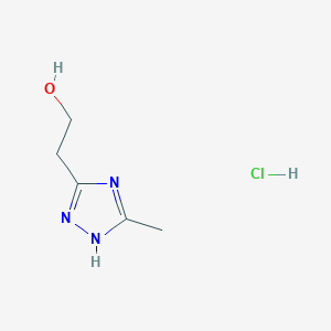 molecular formula C5H10ClN3O B2816527 2-(5-Methyl-1H-1,2,4-triazol-3-yl)ethanol;hydrochloride CAS No. 2408970-84-1