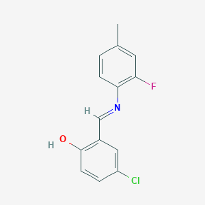 molecular formula C14H11ClFNO B2816534 4-氯-2-{(E)-[(2-氟-4-甲基苯基)亚胺]甲基}酚 CAS No. 1232823-60-7