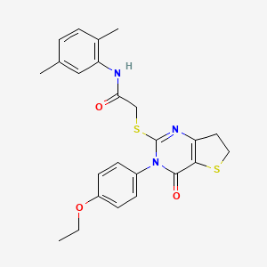 molecular formula C24H25N3O3S2 B2816538 N-(2,5-dimethylphenyl)-2-((3-(4-ethoxyphenyl)-4-oxo-3,4,6,7-tetrahydrothieno[3,2-d]pyrimidin-2-yl)thio)acetamide CAS No. 686772-38-3