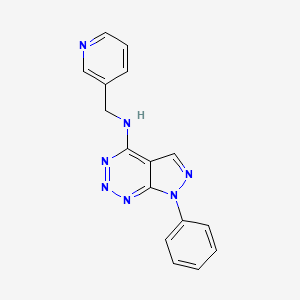 molecular formula C16H13N7 B2816542 7-phenyl-N-(pyridin-3-ylmethyl)-7H-pyrazolo[3,4-d][1,2,3]triazin-4-amine CAS No. 1251557-29-5