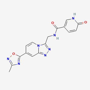 molecular formula C16H13N7O3 B2816546 N-((7-(3-methyl-1,2,4-oxadiazol-5-yl)-[1,2,4]triazolo[4,3-a]pyridin-3-yl)methyl)-6-oxo-1,6-dihydropyridine-3-carboxamide CAS No. 2034530-88-4