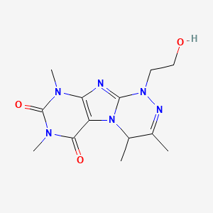 molecular formula C13H18N6O3 B2816547 1-(2-hydroxyethyl)-3,4,7,9-tetramethyl-7,9-dihydro-[1,2,4]triazino[3,4-f]purine-6,8(1H,4H)-dione CAS No. 886907-40-0