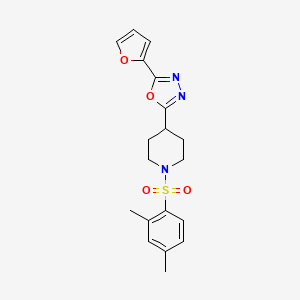 molecular formula C19H21N3O4S B2816559 2-(1-((2,4-Dimethylphenyl)sulfonyl)piperidin-4-yl)-5-(furan-2-yl)-1,3,4-oxadiazole CAS No. 1172300-50-3