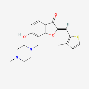 molecular formula C21H24N2O3S B2816561 (Z)-7-((4-乙基哌嗪-1-基)甲基)-6-羟基-2-((3-甲硫基呋喃-2-基)甲亚甲基)苯并呋喃-3(2H)-酮 CAS No. 896854-50-5