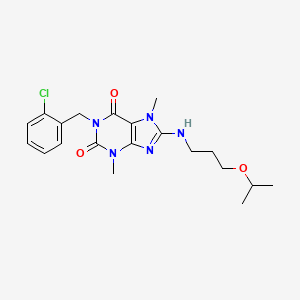 molecular formula C20H26ClN5O3 B2816564 1-[(2-氯苯基)甲基]-3,7-二甲基-8-(3-丙酮-2-氧基丙基氨基)嘌呤-2,6-二酮 CAS No. 840480-77-5