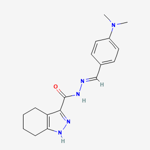 molecular formula C17H21N5O B2816565 N'-{(E)-[4-(二甲胺基)苯基]甲亚甲基}-4,5,6,7-四氢-1H-吲唑并-3-羧酰肼 CAS No. 1477483-13-8