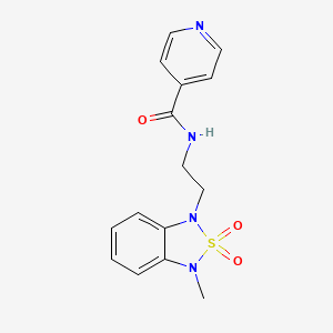 molecular formula C15H16N4O3S B2816569 N-(2-(3-甲基-2,2-二氧代苯并[c][1,2,5]噻二唑-1(3H)-基)乙基)异烟酰胺 CAS No. 2034452-71-4
