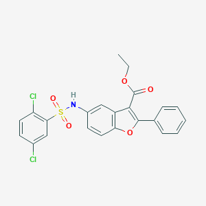 molecular formula C23H17Cl2NO5S B281658 Ethyl 5-{[(2,5-dichlorophenyl)sulfonyl]amino}-2-phenyl-1-benzofuran-3-carboxylate 