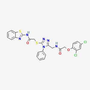 molecular formula C26H20Cl2N6O3S2 B2816584 N-(benzo[d]thiazol-2-yl)-2-((5-((2-(2,4-dichlorophenoxy)acetamido)methyl)-4-phenyl-4H-1,2,4-triazol-3-yl)thio)acetamide CAS No. 317328-52-2
