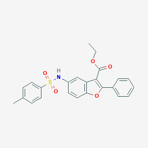 molecular formula C24H21NO5S B281659 Ethyl 5-{[(4-methylphenyl)sulfonyl]amino}-2-phenyl-1-benzofuran-3-carboxylate 