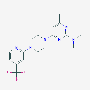 molecular formula C17H21F3N6 B2816593 N,N,4-Trimethyl-6-[4-[4-(trifluoromethyl)pyridin-2-yl]piperazin-1-yl]pyrimidin-2-amine CAS No. 2415532-89-5