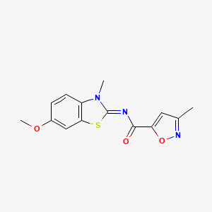 molecular formula C14H13N3O3S B2816610 (E)-N-(6-methoxy-3-methylbenzo[d]thiazol-2(3H)-ylidene)-3-methylisoxazole-5-carboxamide CAS No. 946318-96-3