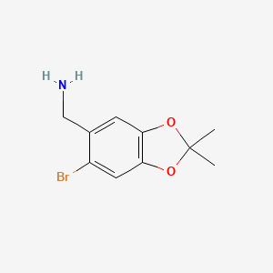 molecular formula C10H12BrNO2 B2816636 (6-Bromo-2,2-dimethyl-1,3-dioxaindan-5-yl)methanamine CAS No. 1780043-24-4