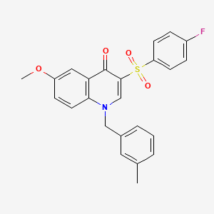 molecular formula C24H20FNO4S B2816646 3-(4-Fluorophenyl)sulfonyl-6-methoxy-1-[(3-methylphenyl)methyl]quinolin-4-one CAS No. 866808-95-9