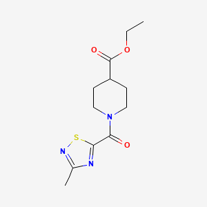 molecular formula C12H17N3O3S B2816650 Ethyl 1-(3-methyl-1,2,4-thiadiazole-5-carbonyl)piperidine-4-carboxylate CAS No. 1448128-58-2