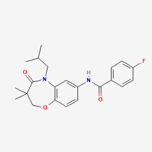 molecular formula C22H25FN2O3 B2816658 4-fluoro-N-(5-isobutyl-3,3-dimethyl-4-oxo-2,3,4,5-tetrahydrobenzo[b][1,4]oxazepin-7-yl)benzamide CAS No. 921522-59-0