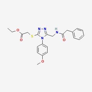 molecular formula C22H24N4O4S B2816670 ethyl 2-((4-(4-methoxyphenyl)-5-((2-phenylacetamido)methyl)-4H-1,2,4-triazol-3-yl)thio)acetate CAS No. 689746-82-5